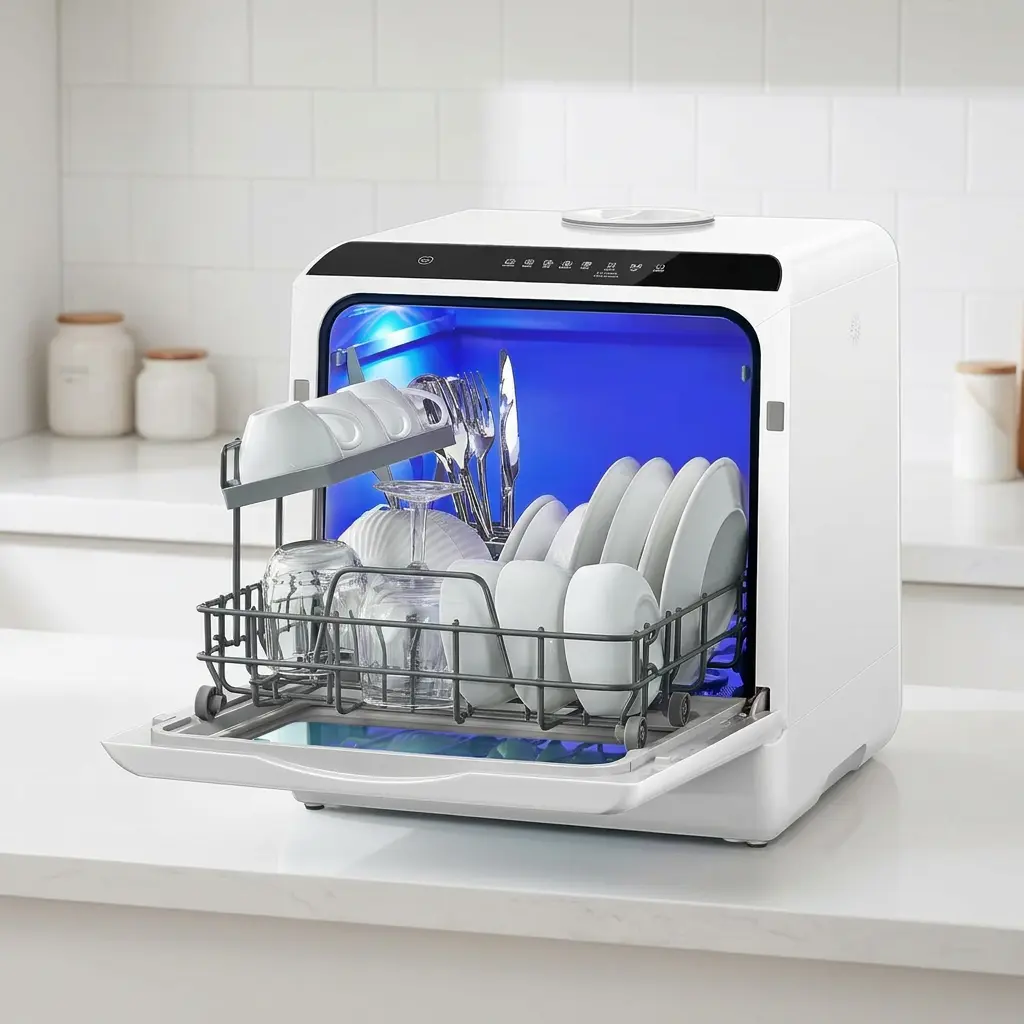 Portable Countertop Dishwasher with Delay Start Function, 5+1 Wash Programs