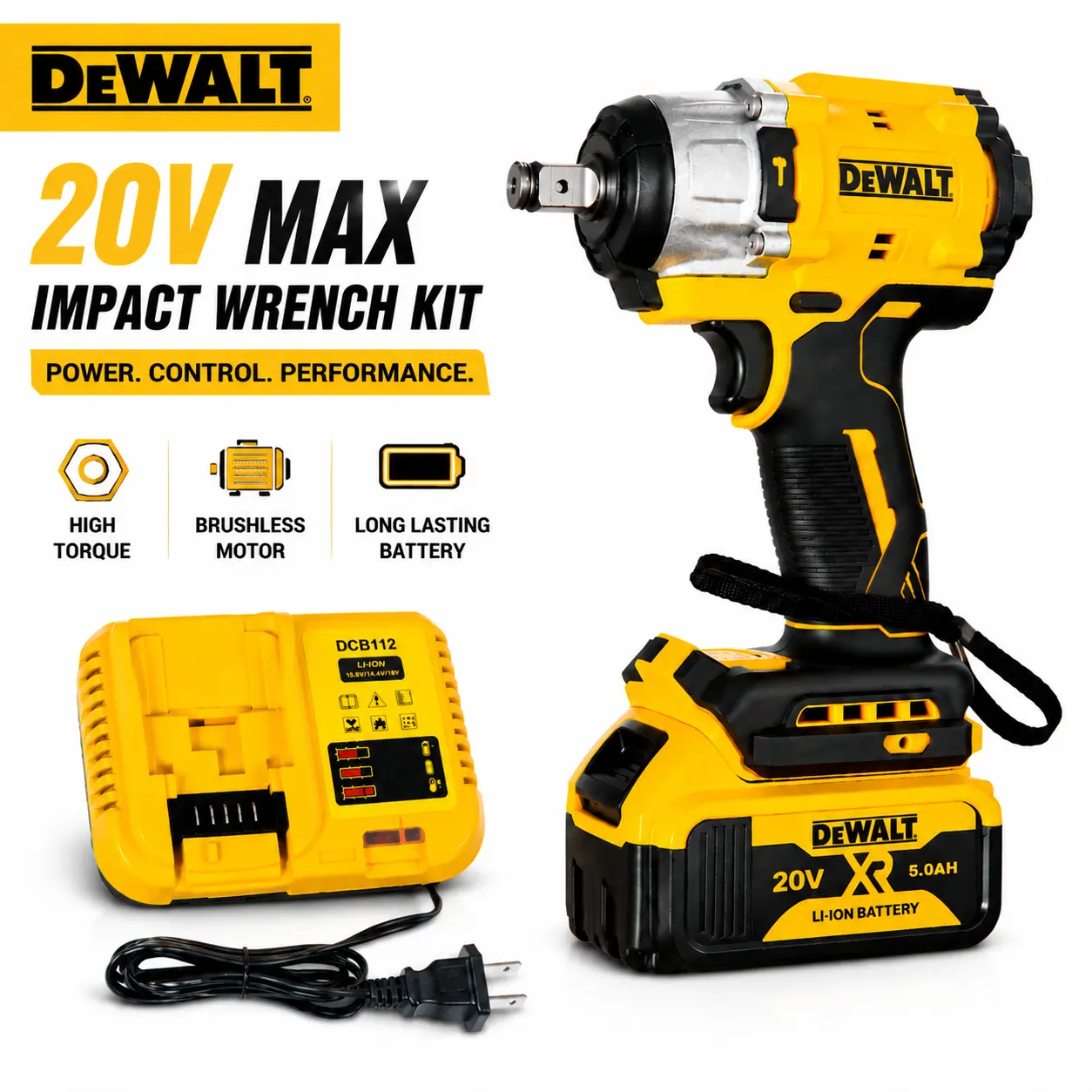 ()DEWALT Yellow Wrench Set, Heavy Duty Hand Tool for Tightening and Repair, Durable Alloy Steel Construction, Strong Design with Comfortable Grip, Multi Size Wrench Kit, DIY Tools, Mechanic Tools, Automotive Repair, Garage Workshop and Home Use