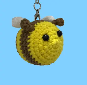 Handmade Crocheted Bumble Bees Keychain - Adorable Daily Use Charm for Keys & Bags - Perfect Gift for Friends & Family - Unique Cellphone & Bag Hanging Ornament