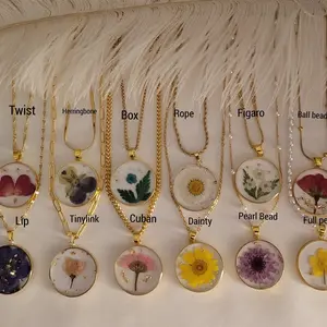 Birth month Flower Necklace - Handmade Pressed Real Flower Necklace for Women christmas gift girlfriend accessory jewelry set