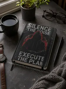 Silence The Noise Execute The Plan Journal Motivational Notebook Hardcover Journal Productivity Planner Mindset Gift for Entrepreneurs