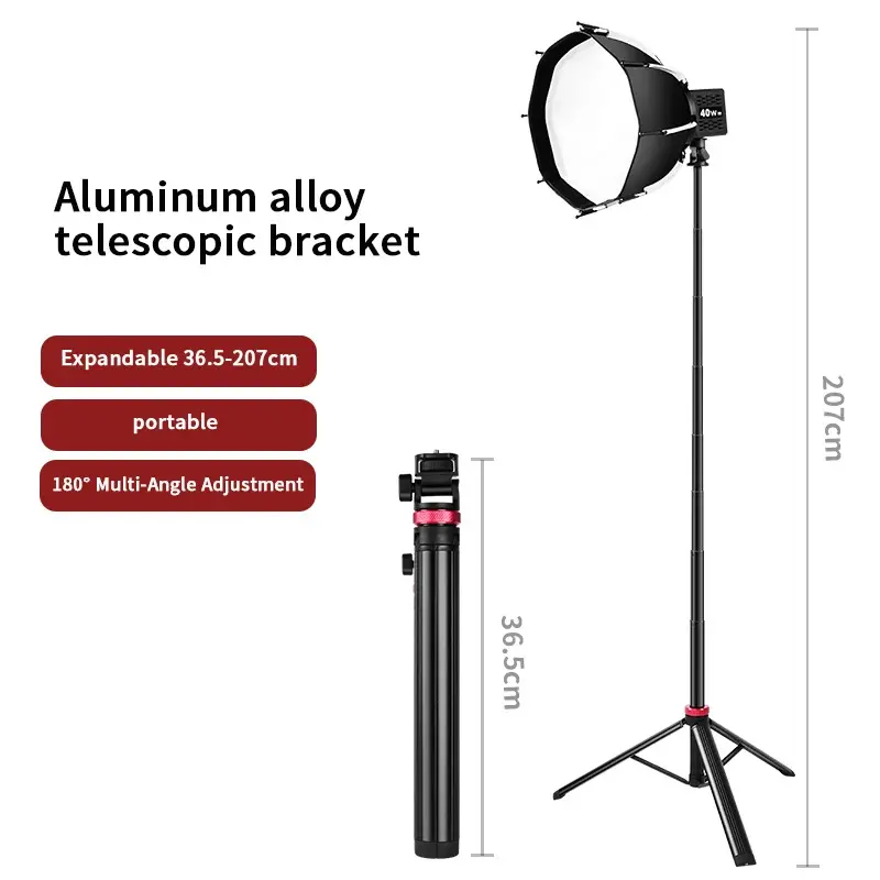 Portable Adjustable Aluminum Travel Tripod Stand - 360° Ball Head, Cellphone Holder, Compatible with Smartphones, iPhones, Action Cameras, Sony Canon Cameras, DJI Osmo, for Selfie & Photography with Flash Light Accessory