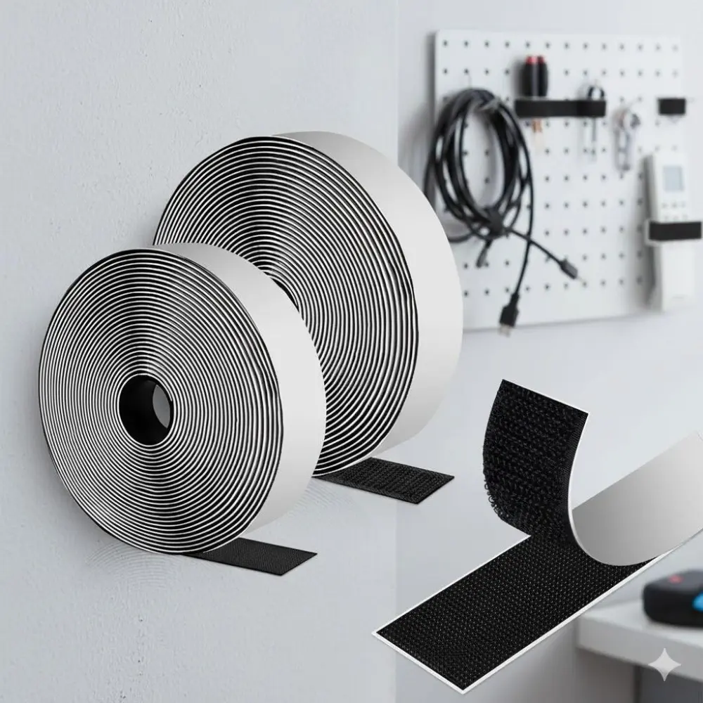 No-Sew Washable High-Adhesive Velcro Tape, Reusable Strong Hold for Home Storage, Curtains DIY No-Residue Fastener Strips for Clothing & Bags, Self Adhesive No Residue Tapes