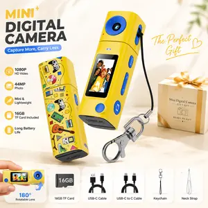 【Free 16GB Memory Card】Mini HD Digital Keychain Camera – 270° Rotating Lens, Vlogging Camera & Camcorder for Pictures & Videos, 21 Color Filters, Lipstick-Sized, Retro Y2K Style