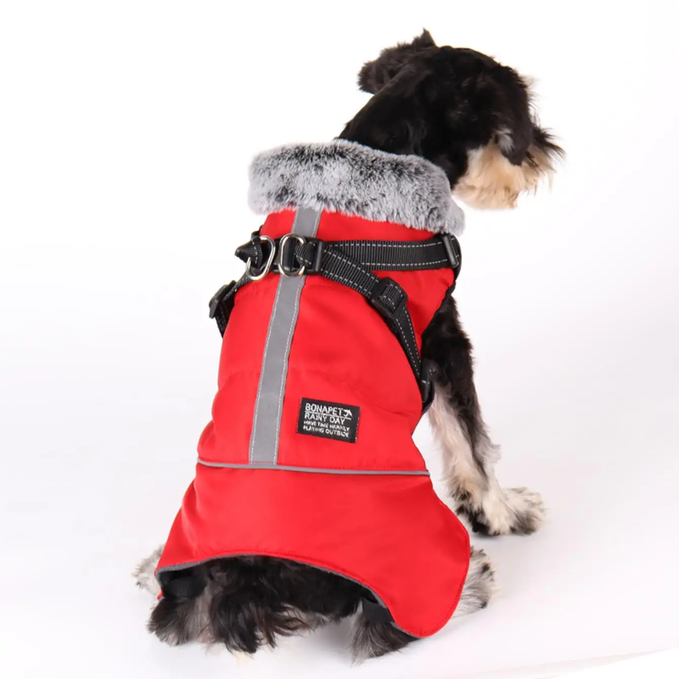 Winter Warm Pet Cloth, Winter Dog Coat, Multi-purpose Windproof Dog Jacket with Strap, Winter Warm Fleeced Lined Dog Coat Dogs Jacket Vest with Harnes