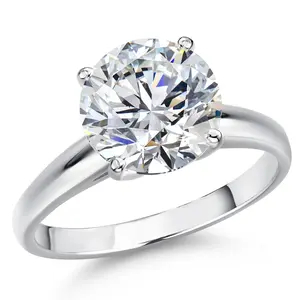 Gem Stone King 0.75-5 Ct Round Cut Lab Grown Diamond Solitaire Engagement Ring For Women| 14K White Gold | IGI Certified | D-E Color | VS1-VS2 Clarity | Wedding Anniversary Gold Ring