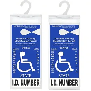 2PCS Handicap Placard Holder- 10.6" X 5", Ultra Transparent Disabled Parking Placard Protector Hanger Sleeve , With Plastic Large Hanger