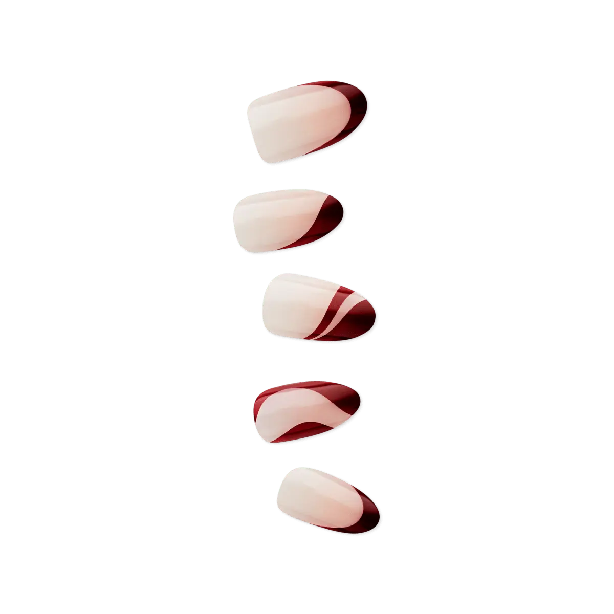 Impress Design No Glue Fake Press On Nails - Vision | French Design, Red, Medium, Almond, Manicure