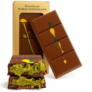 Dubai Chocolate Bar Pistachio, Crunchy Loaded Viral Knafeh Chocolate Bar with Pistachio Cream and Kataifi (3.5 Ounces)