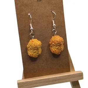 Realistic Chicken Nugget Earrings Unique Design Food Inspired Jewelry for Fun Fashionistas Hook Earrings with Playful Food-Themed Accessory