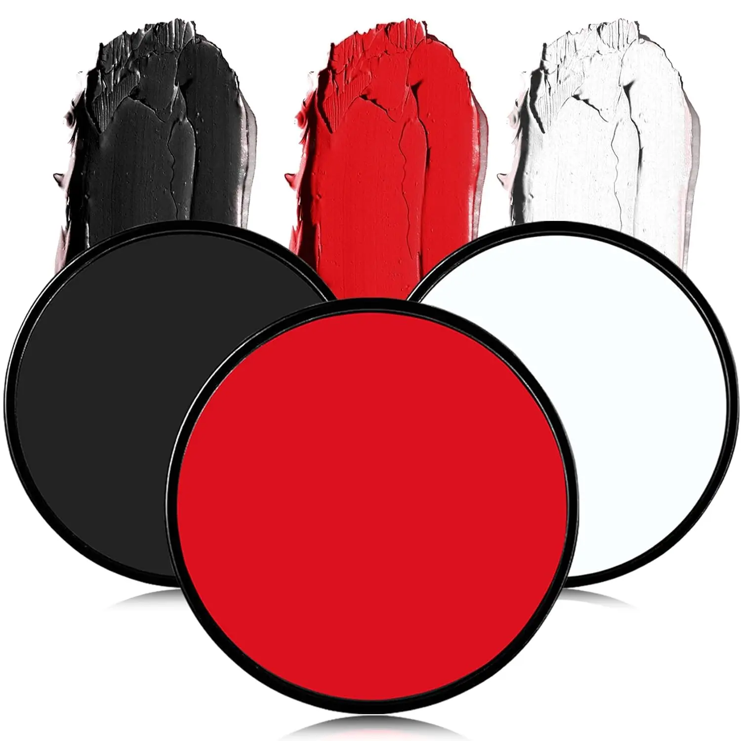 Professional Face and Body Paint Wheel with Black, White, Red - Waterproof Cream Cosmetic for Halloween, Cosplay, and Luxury SFX Makeup, Wheel Set, Adults, Clown Face & Body Paint, Empower You, Cosmetic Wheel