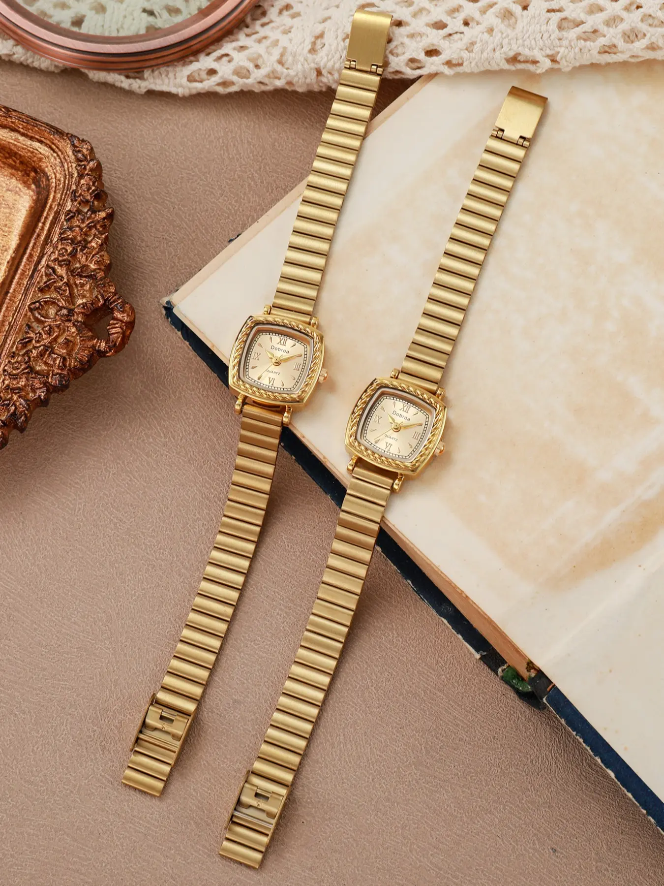 New Arrival Vintage Square Watch for Women, Casual Quartz Movement, Rectangle Analog Dial, Alloy Case, Mineral Glass, Square Wristwatch
