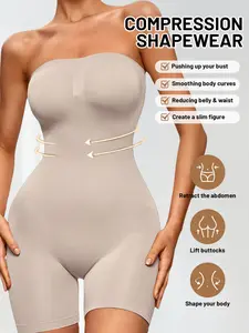 Women's Strapless Tube Top Shapewear Compression, Tummy Control Waist Trainer Butt Lifter, Push Up Seamless Dress Underwear Womenswear