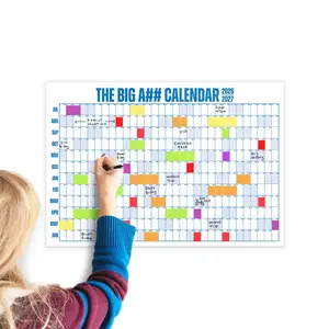 The Big A## Mid-Year Door Calendar 2025-2026 - 26x18 Inches Dry-Erase Wall Planner with 5 Color Labels & Fine-Point Marker for Door Use