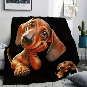 Super Soft And Comfortable Dachshund Pattern Blanket, Light And Warm, Suitable For Beach Parties, Beds, Outdoor Camping, Car Blankets And Air-Conditioned Office Covers
