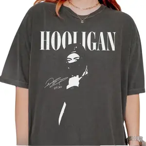Hooligan Graphic Tee, Dark Streetwear Shirt, Kpop Inspired Rebel Aesthetic.