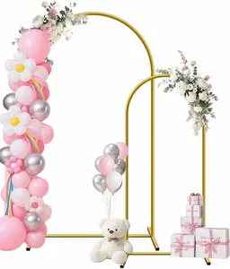 Metal Arch Backdrop, Gold Wedding Arch Frame Balloon Stand for Birthday Baby Shower Anniversary Bridal Graduation Indoor Outdoor Party Decoration