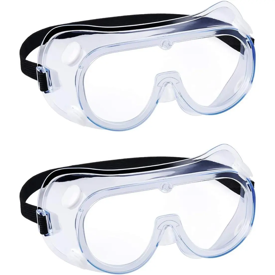 2-Pack White Safety Goggles with PVC Frame, Uncoated Polycarbonate Lens, Adjustable Strap, Venting, Lightweight Anti-Fog Protective Glasses for DIY Projects, Woodworking, Work Safety Equipment, Industrial