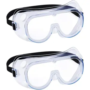 2 pack Safety Goggles, Adjustable,Lightweight Anti-Fog Protective Safety Glasses, Eye Protection, White