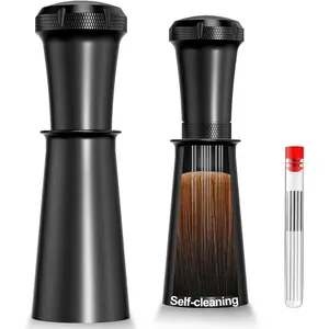 Espresso Distribution Tool, Espresso Accessories with Built-in Cleaning Brush, 0.35mm 10 Needle Distributor and Extra 10 Needles for Espresso Stirrer, Aluminum Handle with Stand for Barista