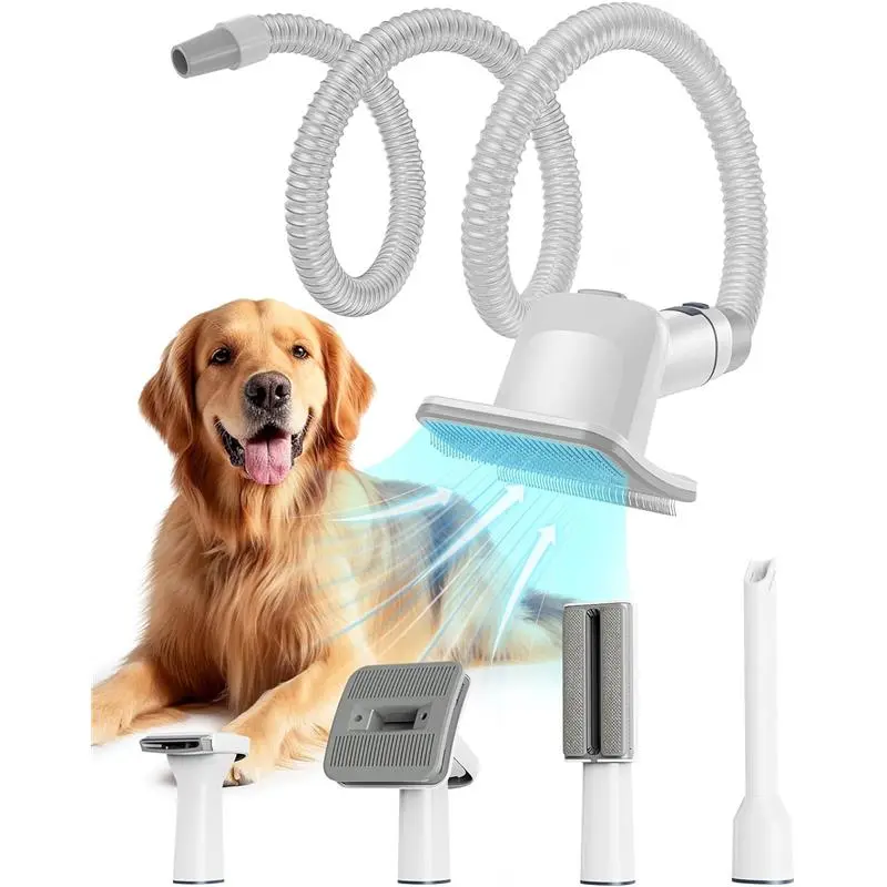 Dog Brush Vacuum Attachment with 4 Grooming Tools for Most Vacuum Cleaners