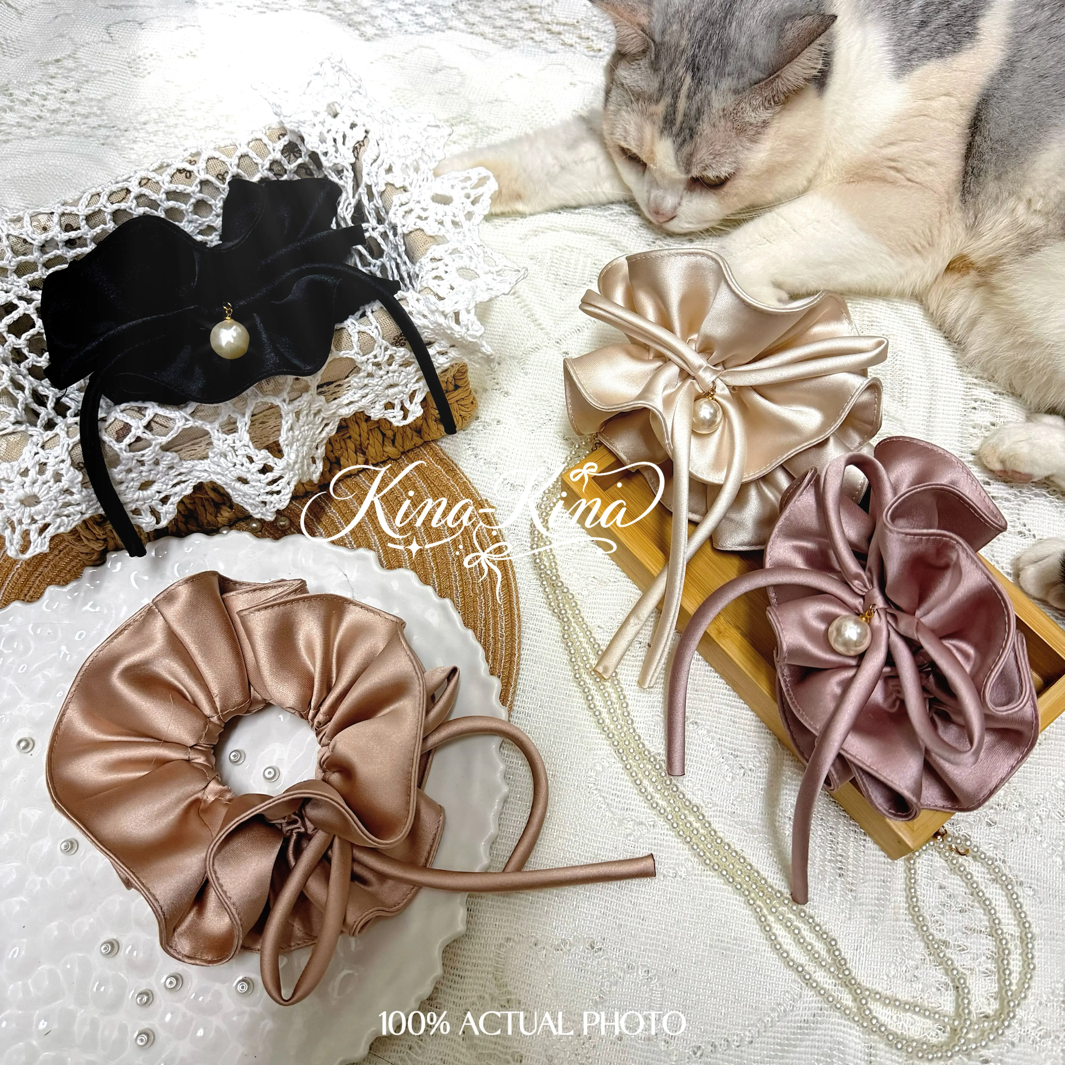 Balletcore Satin Scrunchie with Bow | Elegant French Hair Accessory