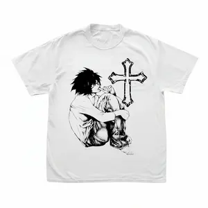 L Lawliet T-shirt - Death Note Anime-Inspired Fan-Art Shirt -  Gothic High Quality Trending Anime/Manga Graphic Tee Unisex - Menswear & Womenswear Tops - Casual Cotton Crewneck Short Sleeve Fitted Printed Streetwear Tshirt