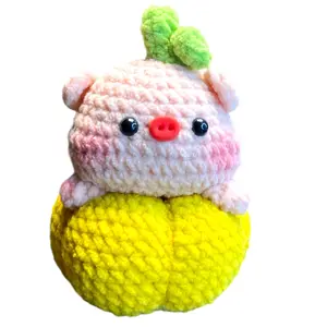 Cute Piggy Pumpkin Crochet Keychain K035