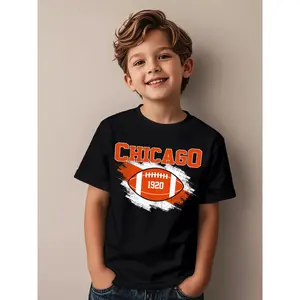 Chicago football Novelty Awesome Graphic Kid T-Shirt Fashion Kid T Shirts Streetwear Tees Tops for Kid