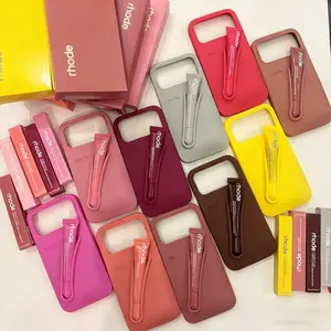 Rhode Trendy Silicone Lip Gloss Holder Phone Case for iPhone 11 12 13 14 15 16 17 Pro Max, Shockproof Protective Cover with Built in Lipstick Slot, Cute Fashion Aesthetic Case