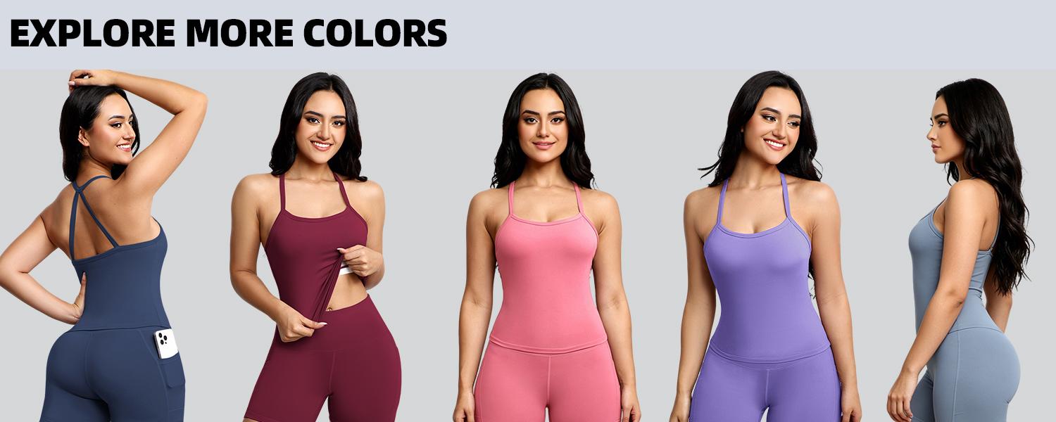 3-Pack Women’s Double-Layer U-Neck Spaghetti Strap Tank Tops Thin Straps, Crossback Design, Soft Fabric — Suitable for Sports and Casual Everyday Wear in Summer