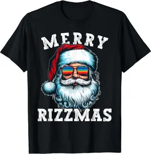 Merry Rizzmas Funny Christmas Shirt for Boys Men T-Shirt