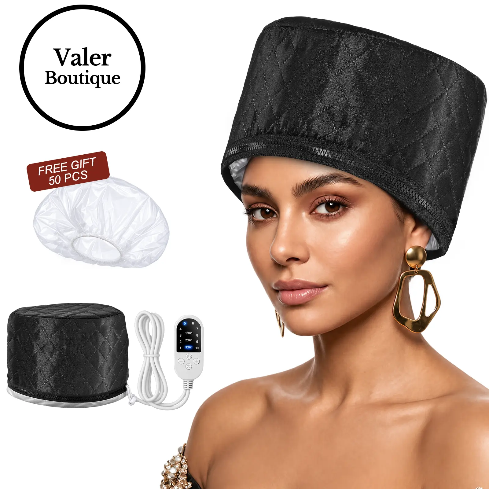 Hair Care Heating Cap 10-Level Quick Heat Adjustable-Temperature Steam Cap for Deep Conditioning Hair Treatment, Adjustable Hair Bonnet, Ideal Gift for Girlfriend Hair Dryer Bonnet