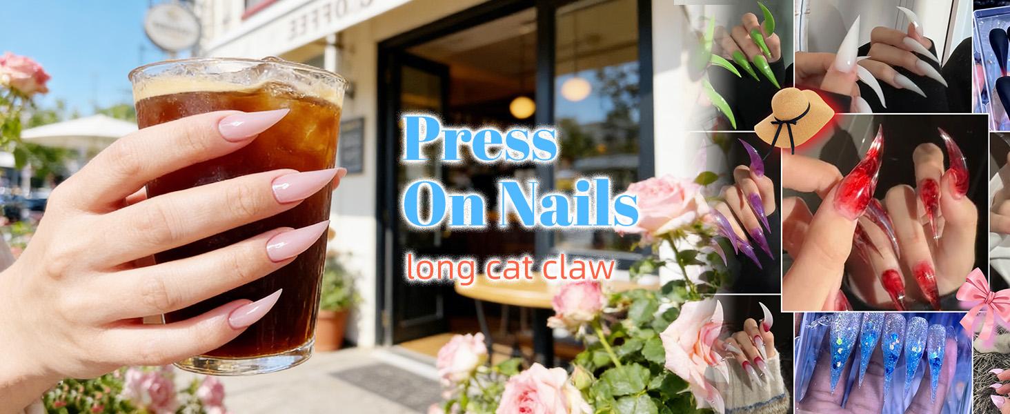 Handmade Short Claw Press-On Nails | Cute Cosplay Cat Nails | Multiple Colors Available | Alt Style for Women 10Pcs
