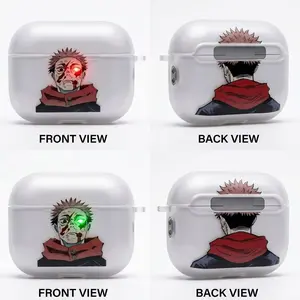 Yuji Itadori Anime AirPods Case with Keychain, Frosted PC Protective Cover for AirPods Pro, Jujutsu Kaisen Manga Earbuds Case Gift for Him Her