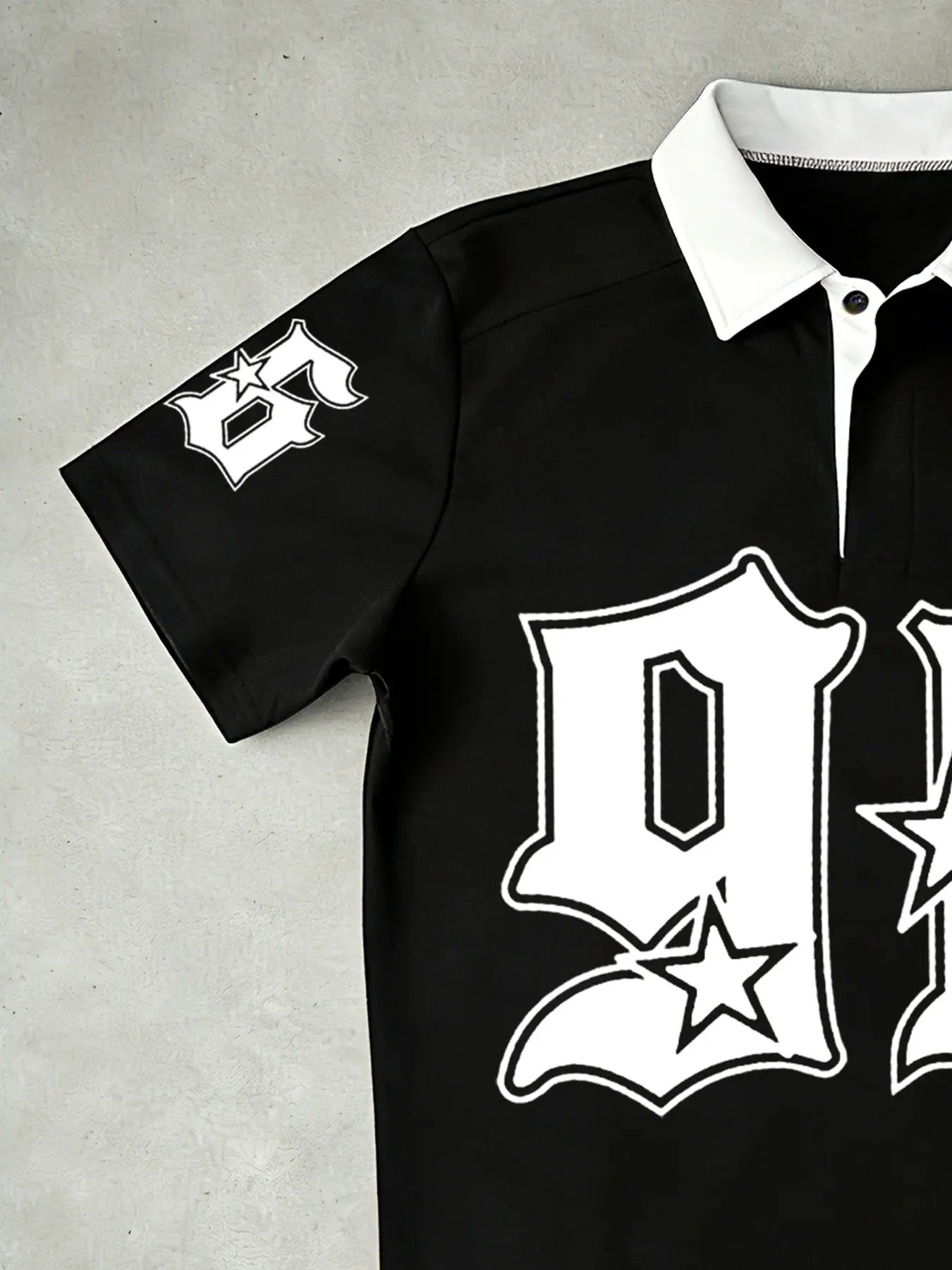 Retro 96 Star Print Polo Shirt, Y2K Streetwear, Eye-Catching