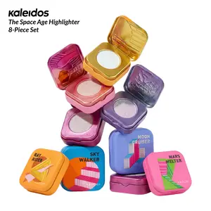 Kaleidos The Space Age Highlighter 8-Piece Set | Color-Shifting, Natural Glow, Multichrome, Translucent, Rave Makeup, Festival Makeup, Cosmetic Gift