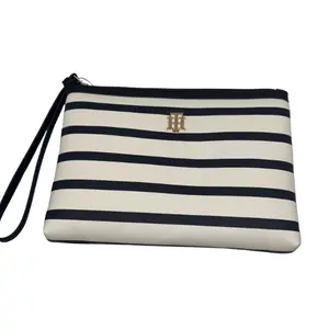 Tommy Hilfiger Large Wristlet Moonglow/Tommy Navy Chic Everyday Organizer with Iconic Stripe Design & Secure Zip Closure