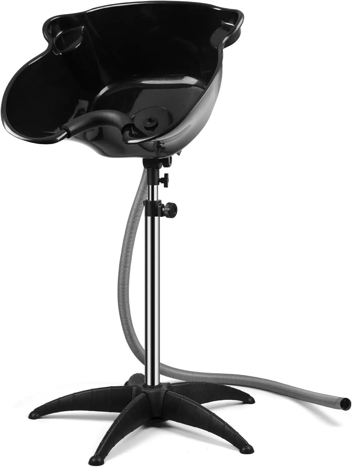 Portable Shampoo Bowl, 270 Degree Rotation of Hair Washing Basin, Height Adjustable Salon Sink with Drain Hoses for Home Salon Use (Black)