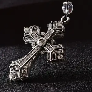 Alloy Crystal Diamond Pendant, Cross Car Ornament, Peace Pendant, Car Interior Decoration