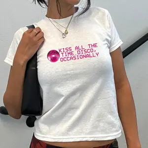 Kiss All The Time. Disco Occasionally Baby Tee T-Shirt Top Harry Album Merch Tour Concert Unisex