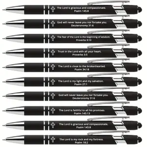 10pcs Black Beautiful Pretty Ballpoint Pens With Cross Icon, Bible Verses, Quotes, And Inspirational Messages.Suitable For Christian, The Perfect Gift For Churches And Other Places, Stationery Office Supplies