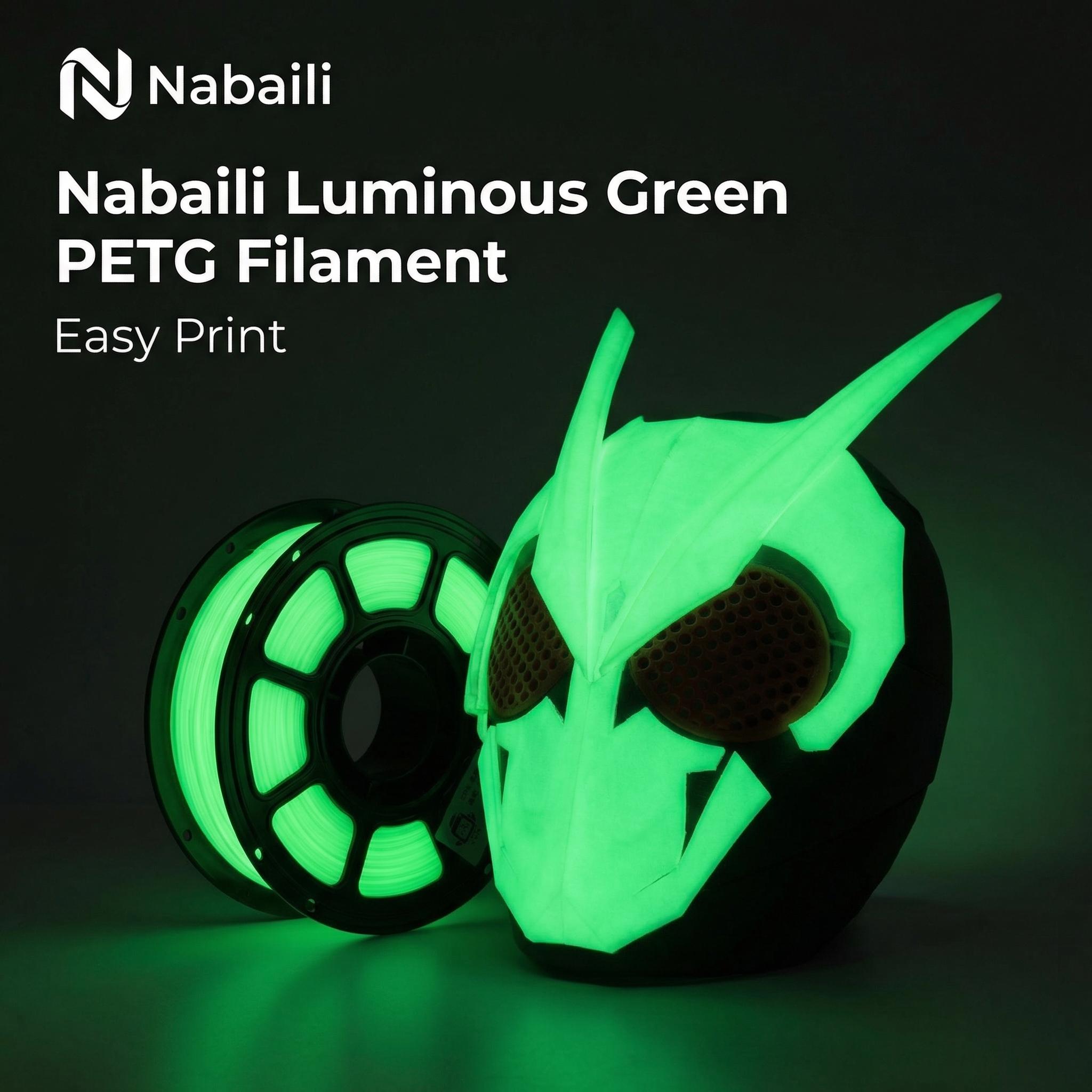 Nabaill 3D Filament PETG Glow-in-the-Dark Green Fast Print - PETG BASIC Settings for 3D Printing Projects