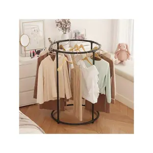 Stainless Steel Round Clothes Hanger - Freestanding Display Rack For Home, Retail Store And Shopping Mall, Drying Rack