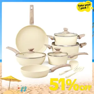 [Summer Vibes] Kitchen Academy 12 Piece Nonstick Pots and Pans Set, Non Stick Induction Cookware Set, Kitchen Cooking Set, Frying Pans Saucepans