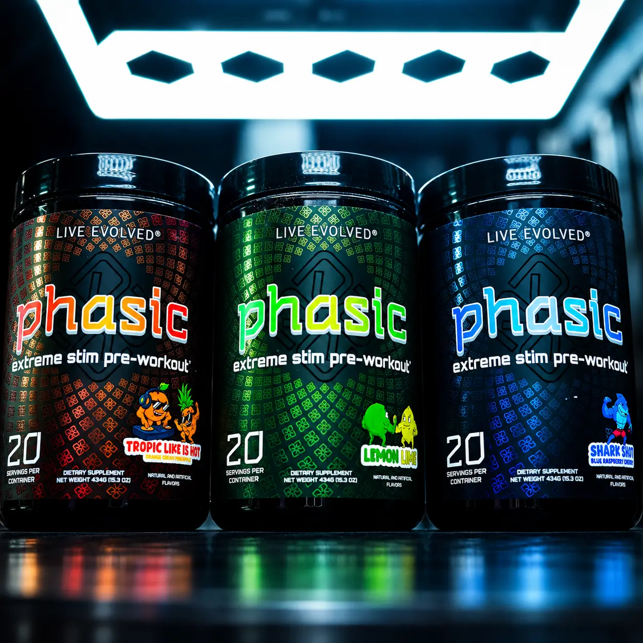 Phasic - Extreme High Stimulant Preworkout DMAE, Eria Jarensis, 475mg Caffeine, 6mg Yohimbine.