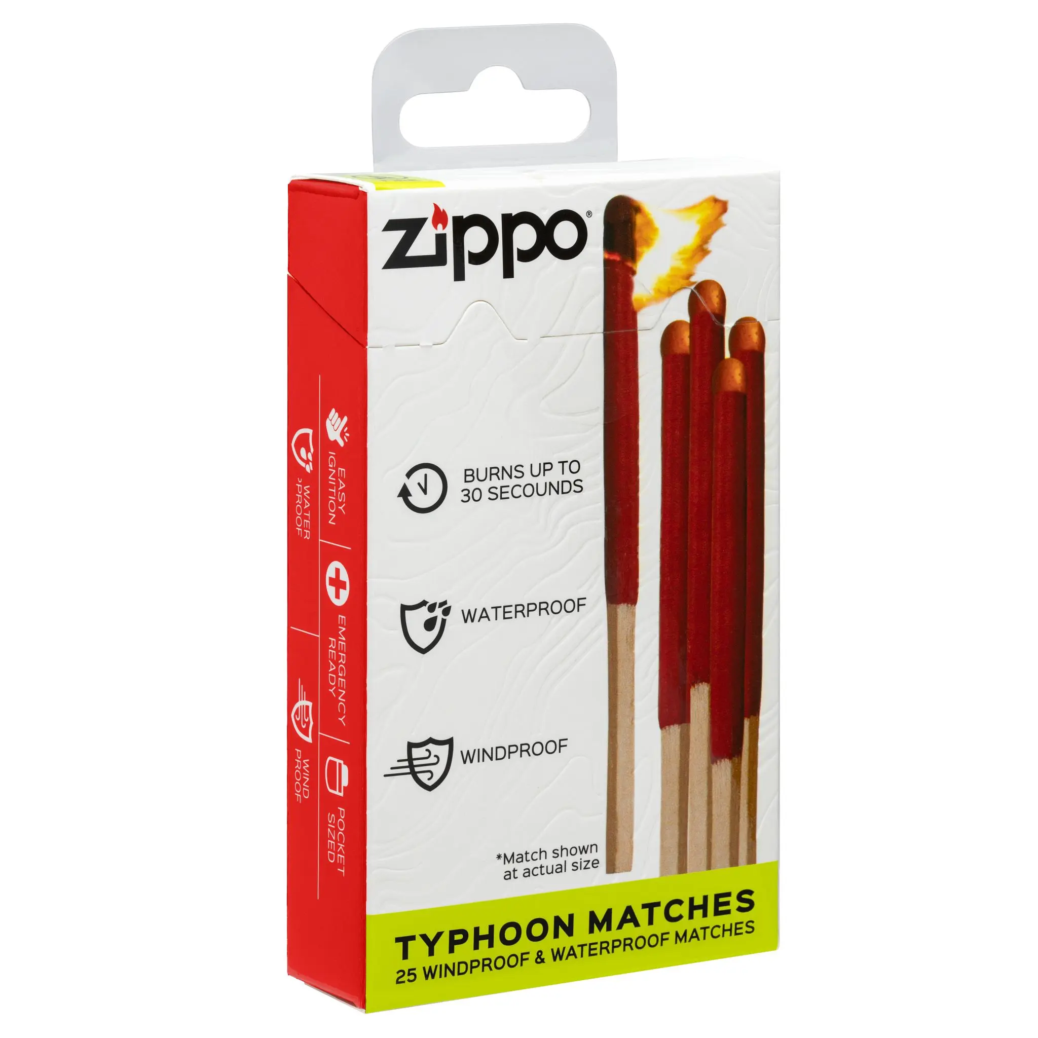 Zippo Typhoon Matches Waterproof and Windproof, Camping, Emergency Preparedness, 25 count Zippo Typhoon Matches Waterproof and Windproof, Camping, Emergency Preparedness, 25 count
