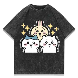 valentine shirts Heavy Metal Usagi Hachiware Washed T Shirts Streetwear Hip Hop Vintage T-Shirts Tee Shirt for Men Women Cotton Oversize20