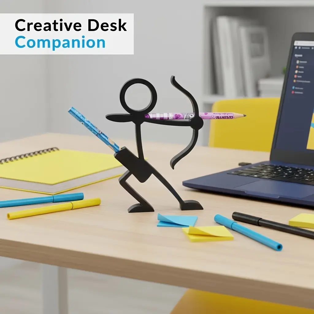 3D Printed Stickman Pen Stand, Choose From 4 Warrior Styles, Fun Desk Decor, Novelty Gift, Unique Office Accessory, Creative Workspace Item, Pencil Organizer for Desk, Pen Holders, Desk Accessories, Desk Gadgets