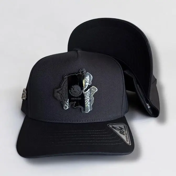 Hidalgo  Mexico Hats Black & Red SnapBack with Logo and Patch, Adjustable Fit